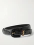 Ремень из кожи с эффектом крокодила с украшением Cassandre SAINT LAURENT, черный 47346337