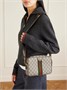 Сумка на плечо Ophidia из кожи и канвы с принтом и отделкой из тесьмы GUCCI, бежевый 47361243