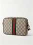 Сумка на плечо Ophidia из кожи и канвы с принтом и отделкой из тесьмы GUCCI, бежевый 47361243