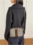 Сумка на плечо Ophidia из кожи и канвы с принтом и отделкой из тесьмы GUCCI, бежевый 47361243