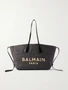 Сумка-тоут из рафии с отделкой из кожи Track BALMAIN, черный 47338695