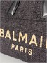 Сумка-тоут из рафии с отделкой из кожи Track BALMAIN, черный 47338695