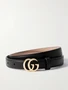 Ремень из кожи GG Marmont Flat GUCCI, черный 47346402