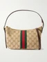 Сумка на плечо Lunetta из кожаной отделки и жаккардового холста GUCCI, бежевый 47351438