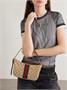 Сумка на плечо Lunetta из кожаной отделки и жаккардового холста GUCCI, бежевый 47351438