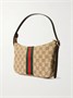 Сумка на плечо Lunetta из кожаной отделки и жаккардового холста GUCCI, бежевый 47351438