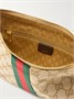 Сумка на плечо Lunetta из кожаной отделки и жаккардового холста GUCCI, бежевый 47351438