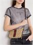 Сумка на плечо Lunetta из кожаной отделки и жаккардового холста GUCCI, бежевый 47351438