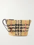 Плетеная сумка-клатч из рафии Margate с кожаной отделкой BURBERRY, бежевый 47323811