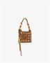 Микро вечерняя сумка из деревянных бусин SAINT LAURENT, коричневый 47324335