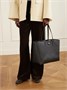 Двусторонняя кожаная сумка-тоут из клетчатой парусины BURBERRY, черный 47338260