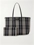 Двусторонняя кожаная сумка-тоут из клетчатой парусины BURBERRY, черный 47338260