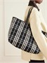 Двусторонняя кожаная сумка-тоут из клетчатой парусины BURBERRY, черный 47338260