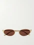 Солнцезащитные очки Panthère de Cartier овальной формы с золотистой оправой Cartier Eyewear, золотой 47348539