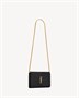 Кошелек на цепочке CASSANDRE из блестящей кожи с тиснением под крокодила SAINT LAURENT, черный 47373563