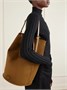 Большая замшевая сумка-ведро Hip с логотипом и кожаной отделкой Alaïa, зеленый 47344732