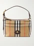 Сумка через плечо из канваса с покрытием в клетку, отделанная кожей BURBERRY, бежевый 47357365