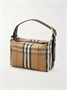 Сумка через плечо из канваса с покрытием в клетку, отделанная кожей BURBERRY, бежевый 47357365