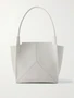 Миниатюрная сумка-тоут The Victoria Soft из металлизированной кожи VICTORIA BECKHAM, серебряный 47338274