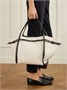 Сумка-тоут из канваса Tim с кожаной отделкой TOD'S, белый 47338914