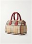 Клетчатая сумка-тоут с кожаной отделкой BURBERRY, красный 47339406