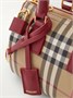 Клетчатая сумка-тоут с кожаной отделкой BURBERRY, красный 47339406
