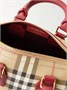 Клетчатая сумка-тоут с кожаной отделкой BURBERRY, красный 47339406