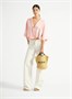 Мини-сумка-тоут BALMAIN, связанная крючком, бежевый 47339760