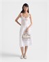 Маленькая льняная сумка Prada Bonnie с принтом и кожаной отделкой, белый 47343326