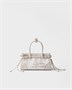 Маленькая льняная сумка Prada Bonnie с принтом и кожаной отделкой, белый 47343326