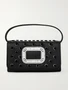 Атласный клатч Roger Vivier Pilgrim с пряжкой, черный 47353515