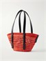 Маленькая сумка-корзина через плечо из рафии LOEWE + Paula's Ibiza Braid Basket с кожаной отделкой, красный 47373213