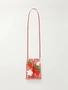 Сумка-ведро LOEWE + Paula's Ibiza из плетеной рафии с вышивкой и кожаной отделкой, красный 47375366