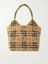 Плетеная сумка-тоут Margate в клетку BURBERRY, бежевый 47338595