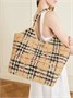 Плетеная сумка-тоут Margate в клетку BURBERRY, бежевый 47338595