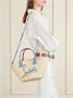 Сумка-тоут Cabata из рафии с аппликацией и отделкой кожей с заклепками Christian Louboutin, бежевый 47338834