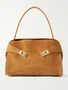 Ferragamo Hug small embellished сумка-тоут из замши с эффектом крокодила, коричневый 47338902