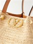 Сумка-тоут из плетеной рафии с отделкой из кожи и шипами VLogo VALENTINO GARAVANI, бежевый 47338907