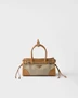 Маленькая льняная и кожаная сумка Prada Bonnie, бежевый 47343327