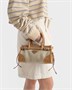 Маленькая льняная и кожаная сумка Prada Bonnie, бежевый 47343327
