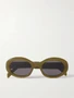 Солнцезащитные очки Triomphe в овальной оправе из ацетата CELINE EYEWEAR, бирюзовый 47343770