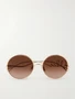 Культовые солнцезащитные очки в круглой оправе золотистого цвета Chloé Eyewear, золотой 47348691