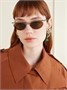 Солнцезащитные очки в овальной оправе серебристого цвета Saint Laurent Eyewear, серебряный 47348693