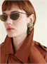 Солнцезащитные очки в овальной оправе серебристого цвета Saint Laurent Eyewear, серебряный 47348693