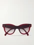 Круглые солнцезащитные очки в ацетатной оправе CELINE EYEWEAR, красный 47349606