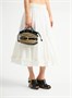 Мини-сумка Shuffle из гладкой кожи и рафии BALMAIN, бежевый 47376921
