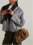 Клатч LOEWE Flamenco среднего размера с отделкой из кожи и леопардовым принтом из стриженой овчины, коричневый 47323644
