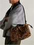 Клатч LOEWE Flamenco среднего размера с отделкой из кожи и леопардовым принтом из стриженой овчины, коричневый 47323644