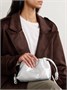 Мини-клатч Flamenco из металлизированной кожи LOEWE, серебряный 47324017
