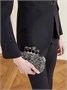 Сумка-клатч из атласа, украшенная заклепками и кристаллами MCQUEEN, черный 47324432